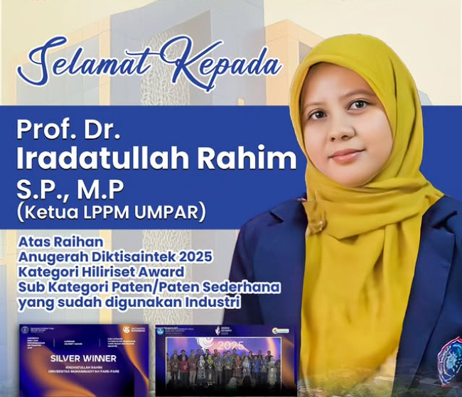 Prof. Dr. Iradhatullah Rahim, S.P., M.P Raih Anugerah Diktisaintek 2025 Kategori Hilirisasi Awards