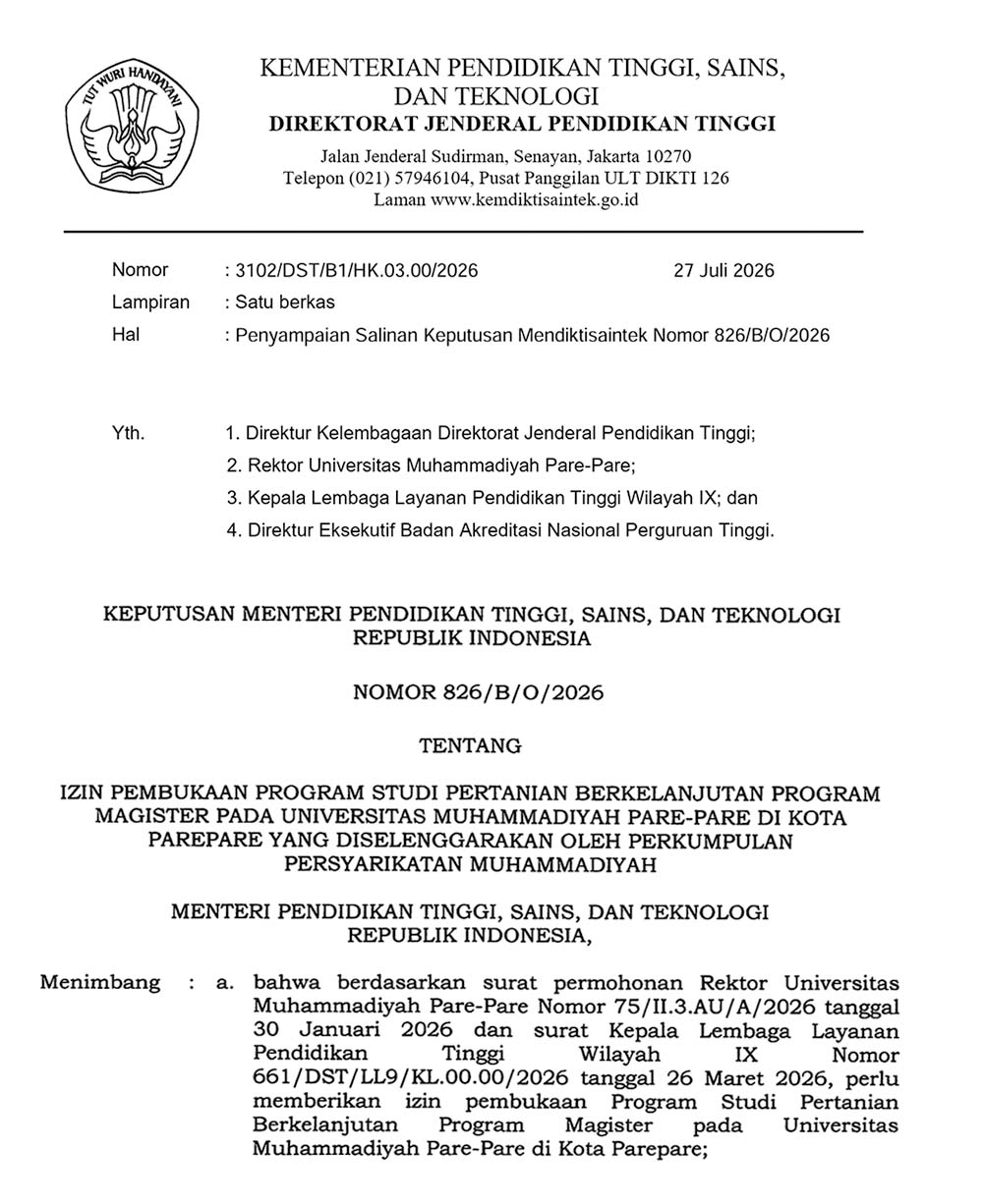 UMPAR Resmi Buka Program Studi Baru S2 Pertanian Berkelanjutan, Kantongi Izin Kemendiktisaintek
